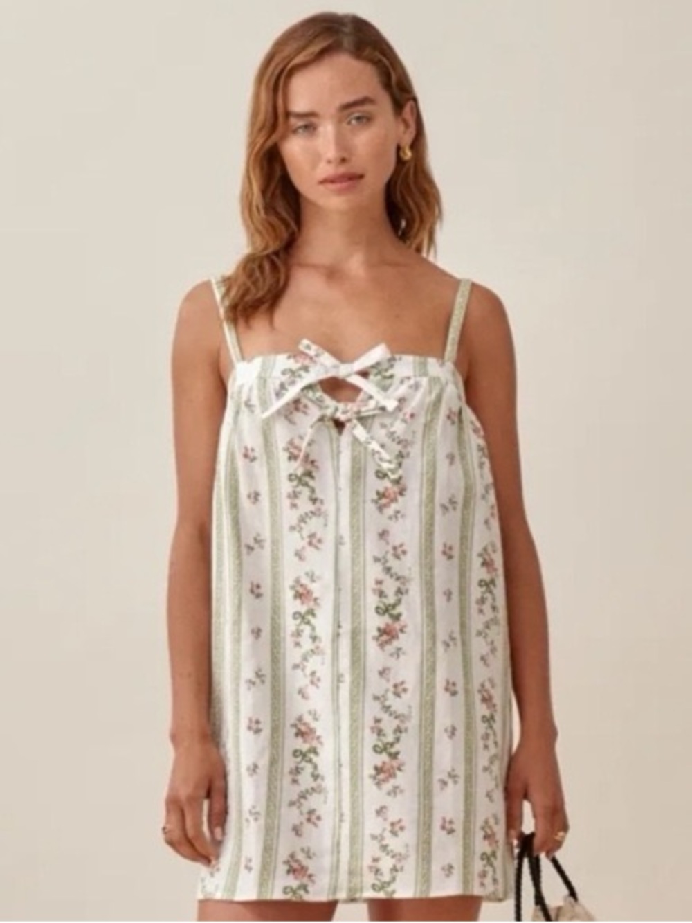 Reformation Winifred Linen Mini Dress Floral Print size 8
